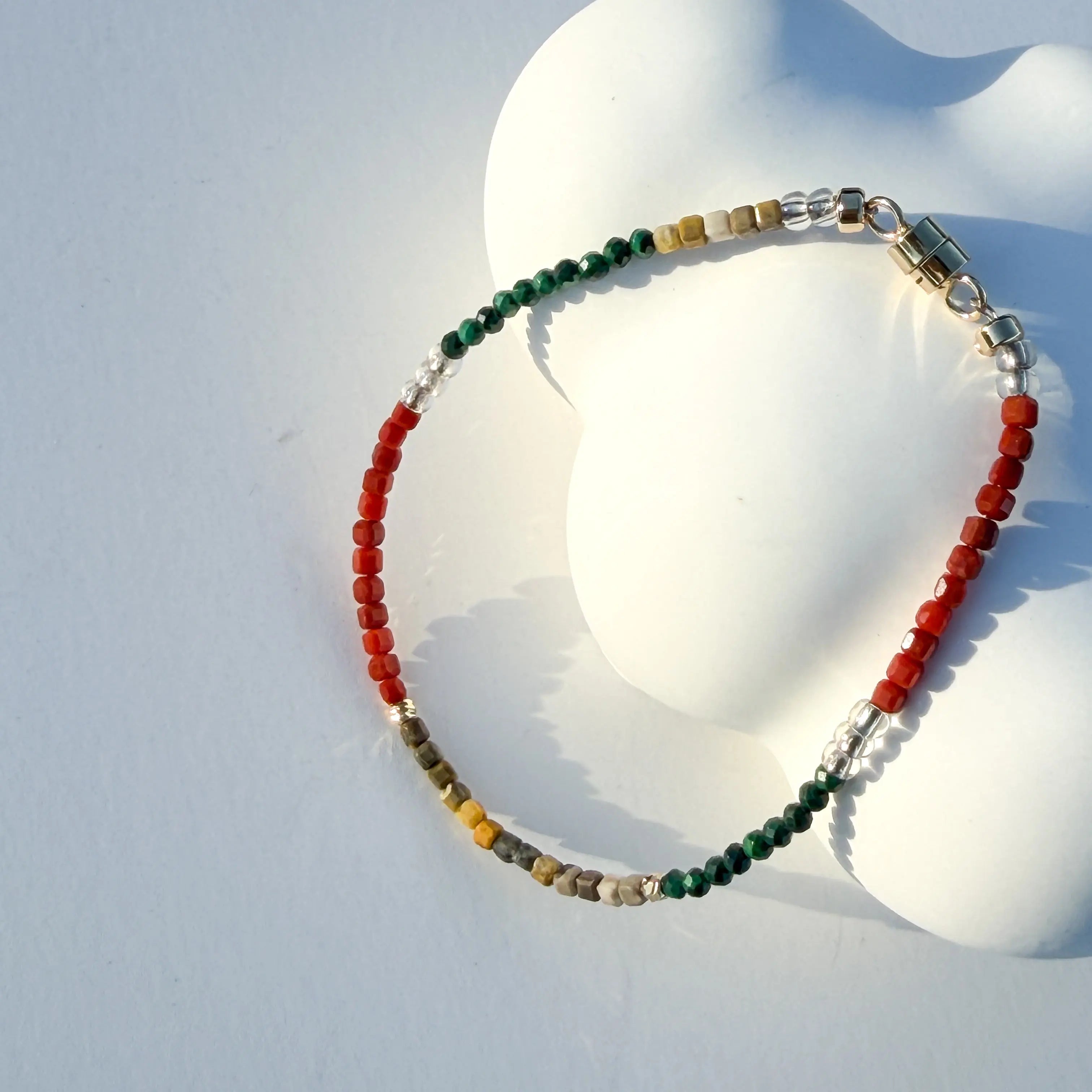 Three Body Dream - Red, Yellow Agate, and Green Malachite Jewelry